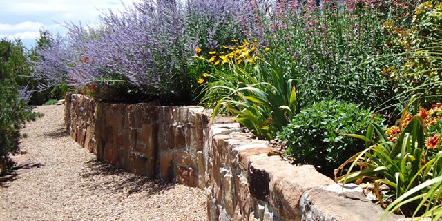 Rock Wall with Flowers