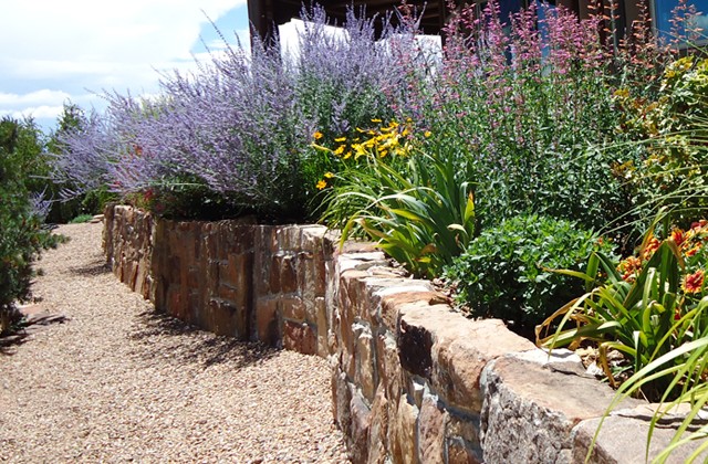 Rock Wall with Flowers